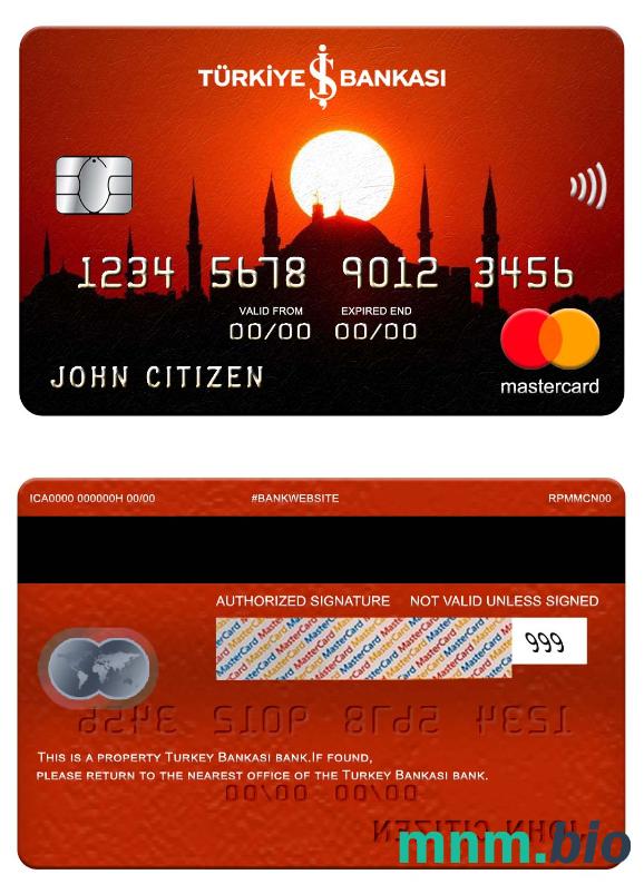 Turkey Bankasi bank przykład karty mastercard w formacie PSD